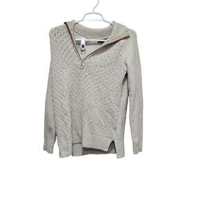 Tommy Hilfiger Cable Knit Quarter Zip Sweater Small Beige